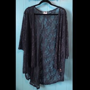LulaRoe Lindsey Navy Lace Cover Up